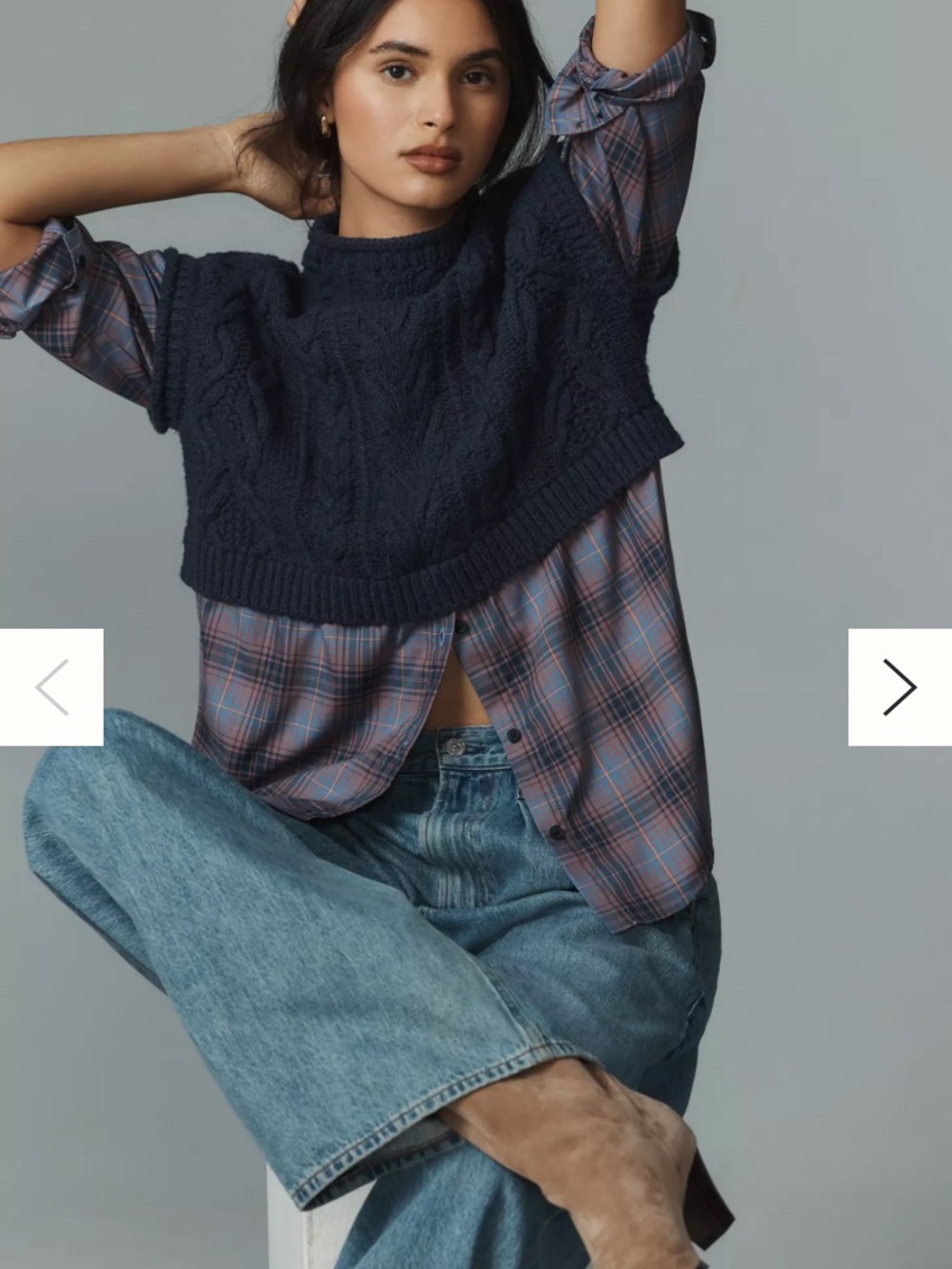 Maeve Mock-Neck Twofer Sweater Vest